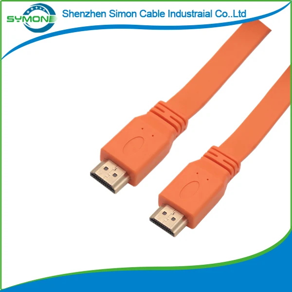 
Blue color HDTV Flat Cable HDTV 1.4 Version Ultra High Speed 18Gbps 1080p 3D Gold Plated Connectors - Ethernet & Audio Cable 