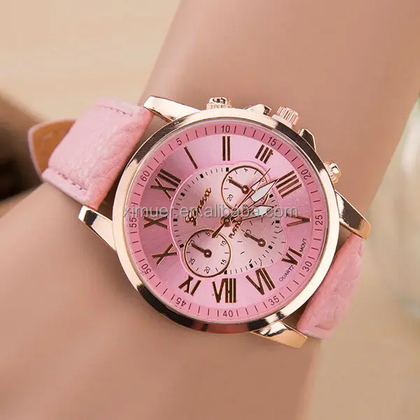 Cheapest mens geneva watch leather watch promotional wrist watch