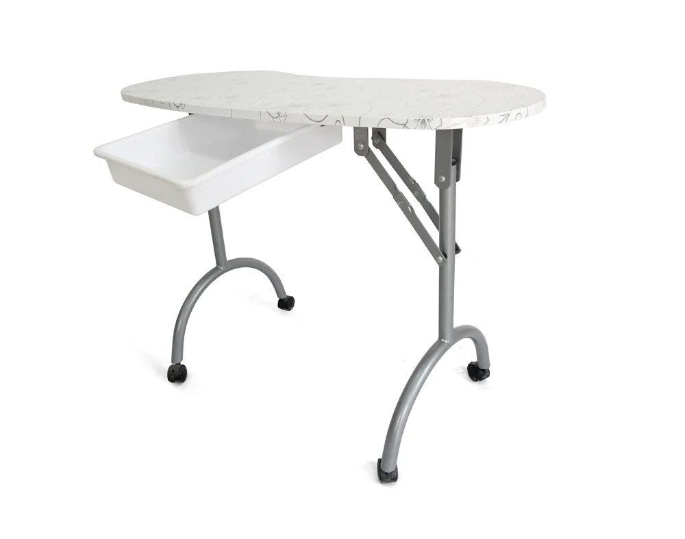
portable and foldable manicure table with ABS drawer 