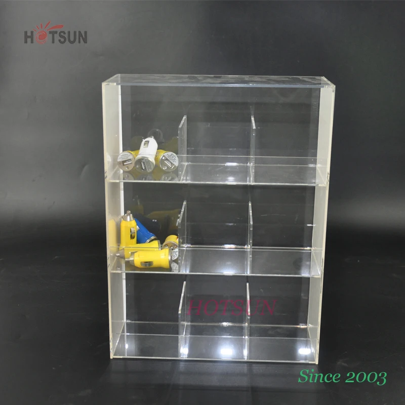 3 Tiers Mobile Phone Accessory Display Stand Back Open Clear Acrylic Cell Phone Accessories Display
