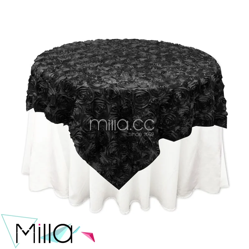 Rosette Satin Tablecloth Rose Wedding Cake Table Overlay