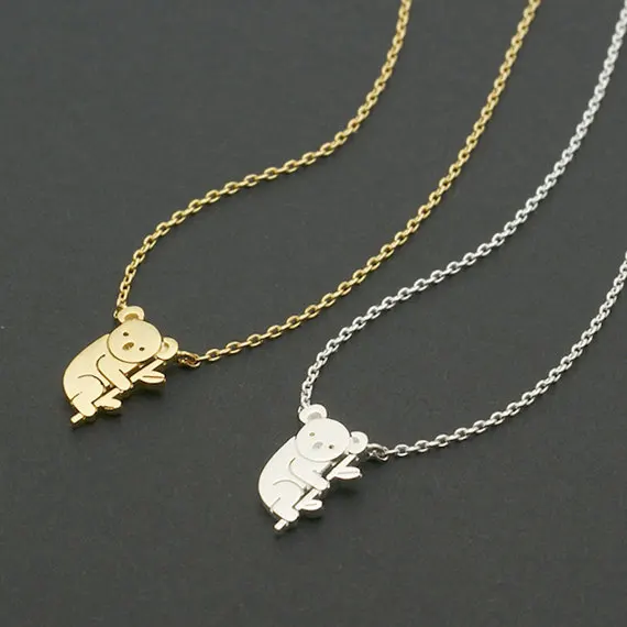 Gold Silver Koala Necklace Australian Koala Bear Woodland Necklaces Pendants Animal For Women Jewelry