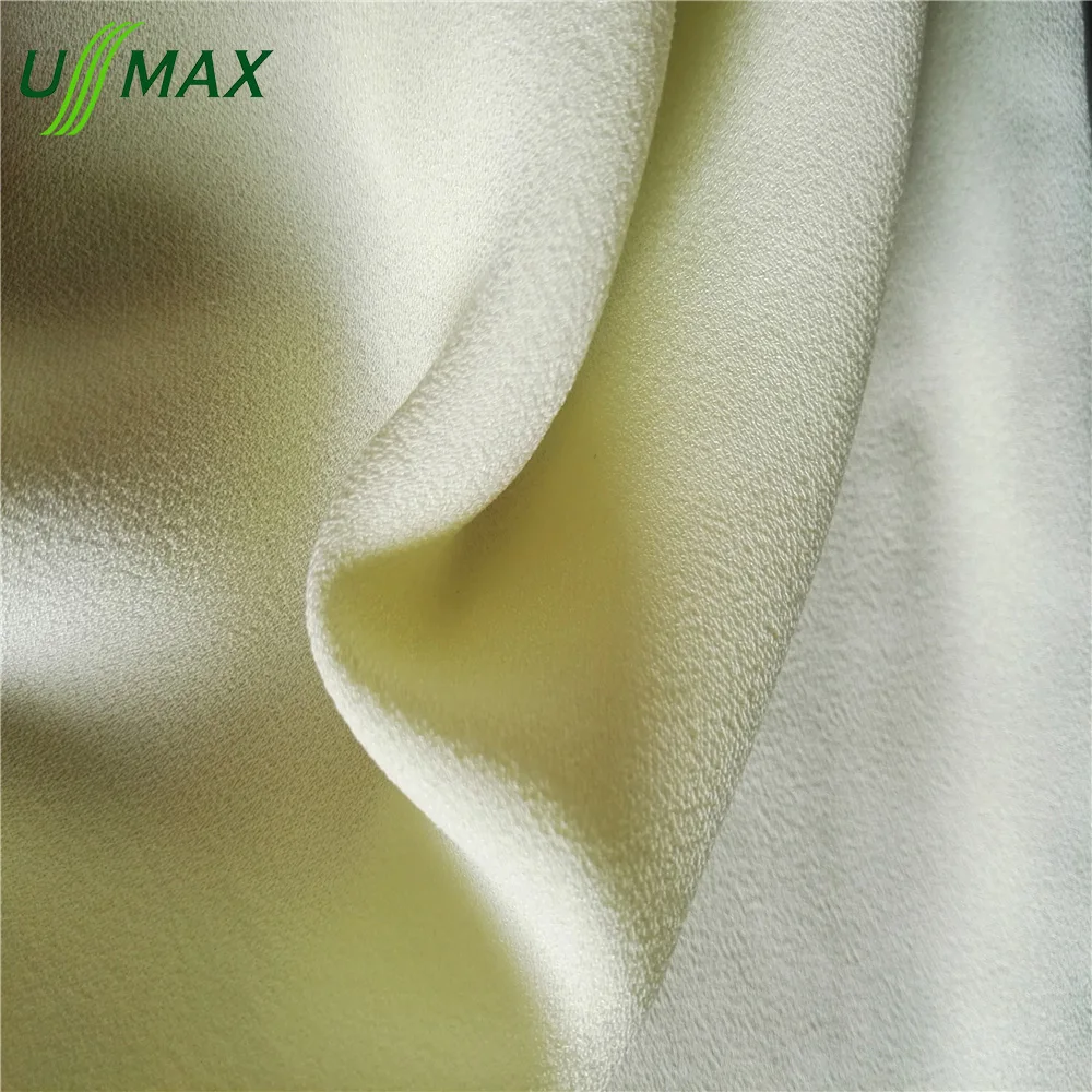 2019 latest hot sale high quality China supplier 75d*120d 170GSM 54/55'light yellow 100% Viscos/Rayon Satin/sateen Crepe Fabric
