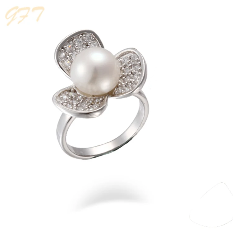
Customizable 925 silver pearl finger ring 