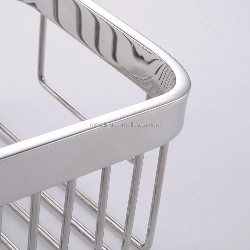 
Metalique 304 Stainless Steel Mirror Polished Shower Caddy Bathroom Shelf, Wall Mounted Rustproof Corner Basket 