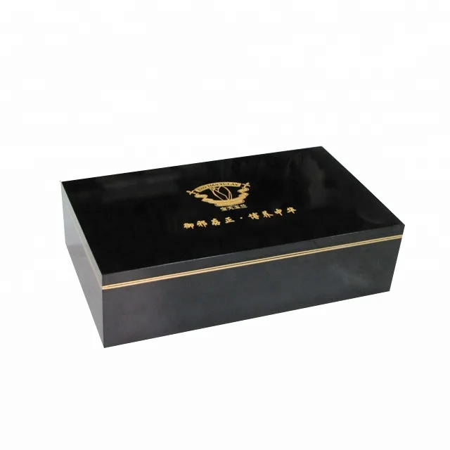 high gloss piano black lacquer finish wooden perfume box