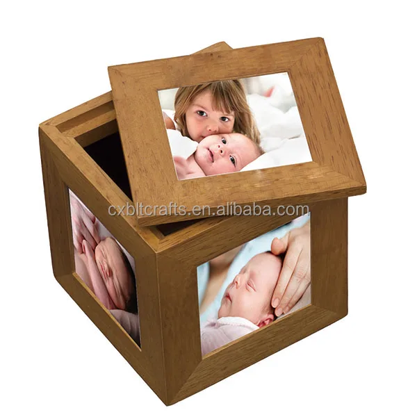 Wholesale Wooden Cube Multi Aperture Picture Photo Framewooden photo cube