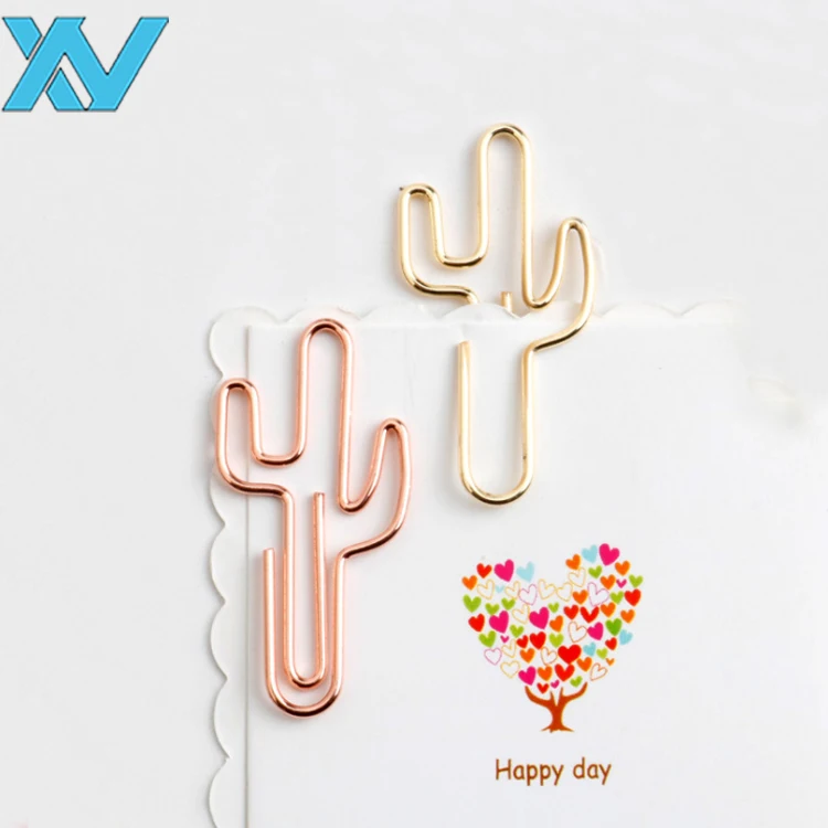 Зажим для бумаги в форме кактуса золотистого/розового цвета