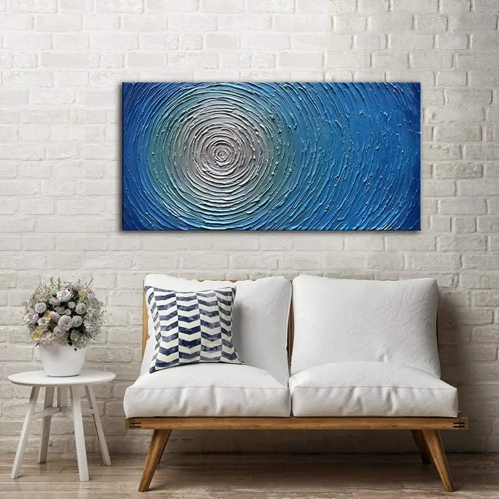 Light Blue Texture Oil Painting on Canvas Abstract Art Pictures Canvas Wall Art