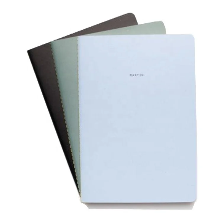 Custom Printed Logo Black Line A5 Hardcover Recycle Paper Diary Exercise Writing Student School Saddle Stitching Notebook