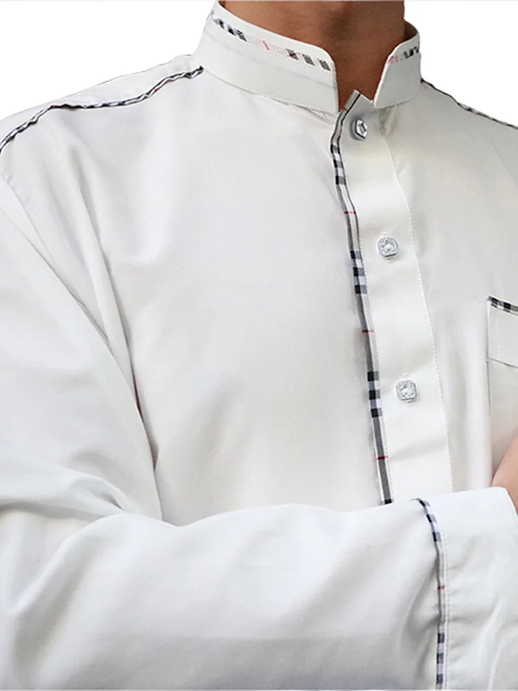 Middle East Islamic Full length  Clothing  Dubai  kaftan Muslim Buttons  polyester  Mens Thobe