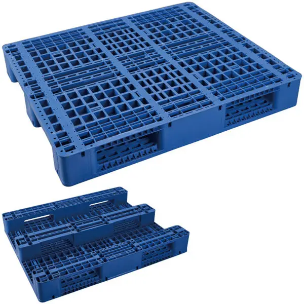 size of 1400 x 1100 x150mm mesh grid 3 skids heavy duty plastic pallet for industrial warehouse goods storage and transportation