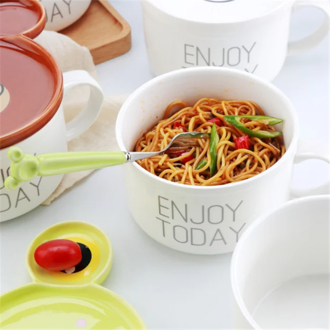 ceramic bowl with cover cheap porcelain salad bowl high quality best selling soup bowl with handle