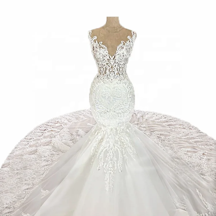 Fashion White Mermaid Long Tail Bridal Gowns For Women