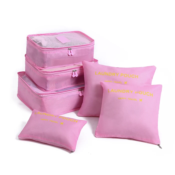 Wholesale Portable 6pcs Packing Clothes Underwear Cubes Shoes Travel Luggage Organizer Bag Set Travel Storage Bag