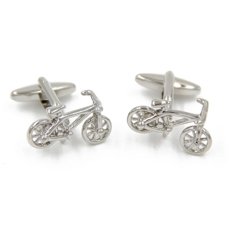 Cut Out Sliver Plated Sport Bicycle Cufflinks