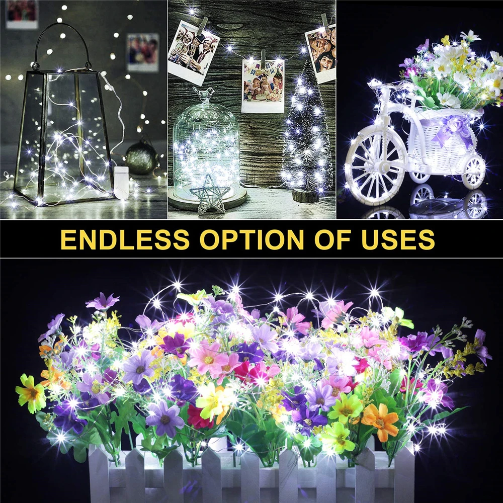 
3M 30 LED Starry String Lights Fairy Micro LEDs Copper Wire Powered by 2x CR2032 Batteries for Party Christmas Wedding 