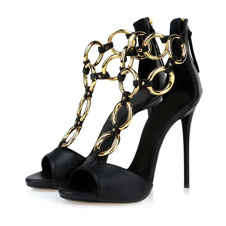 
 Роскошные итальянские модные черные кожаные женские сандалии на высоком каблуке Женская Праздничная обувь  