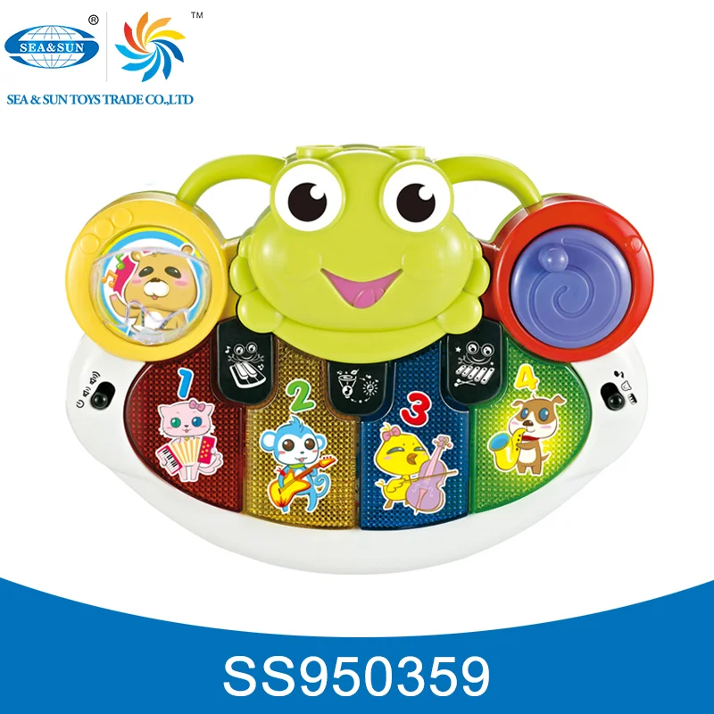 2 in 1 multi-functional electric musical instrument frog piano projector toy with light