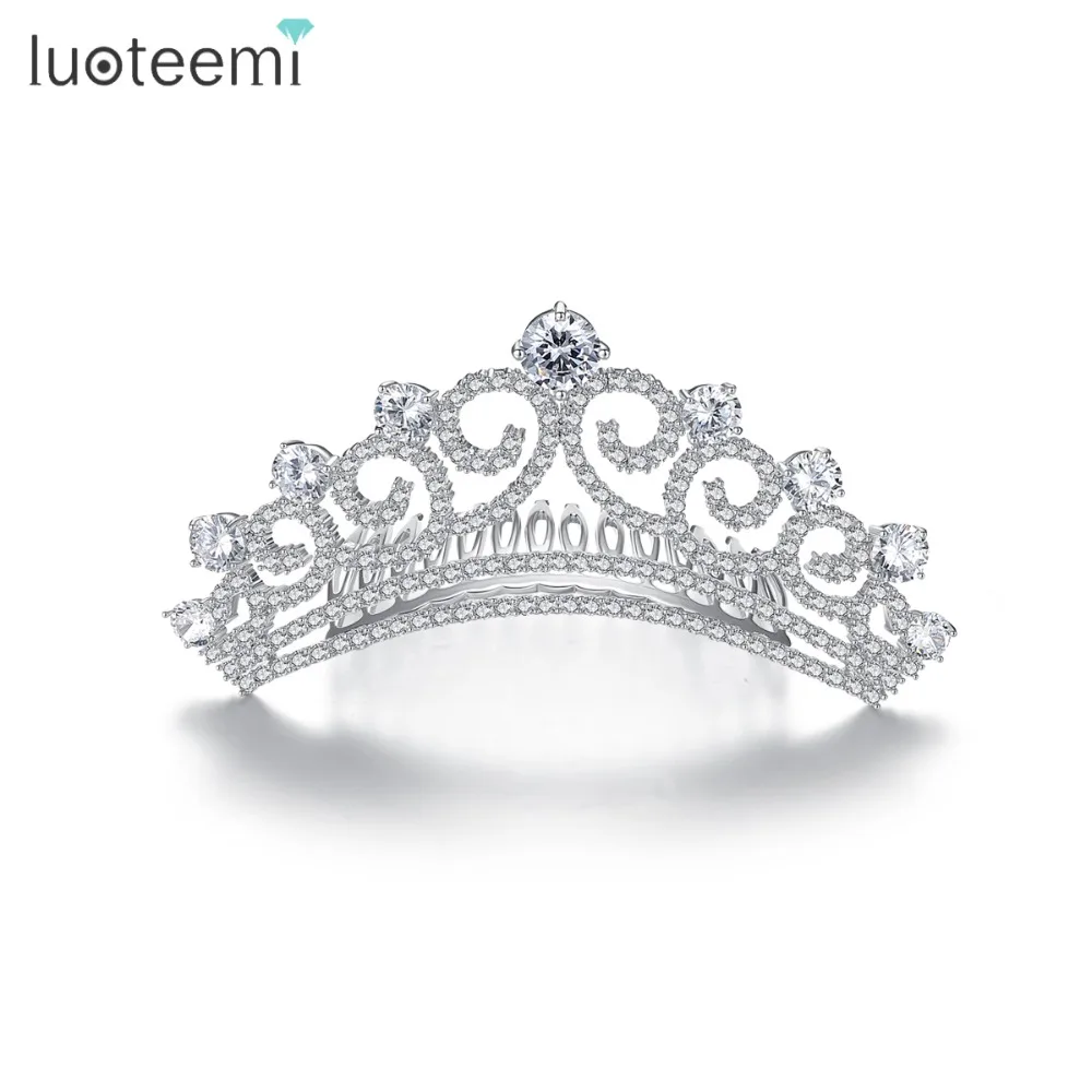 LUOTEEMI European Vintage Tiaras Bridal Jewelry Quinceanera Zircon Crystal Crowns Pageant Wedding Hair Accessories