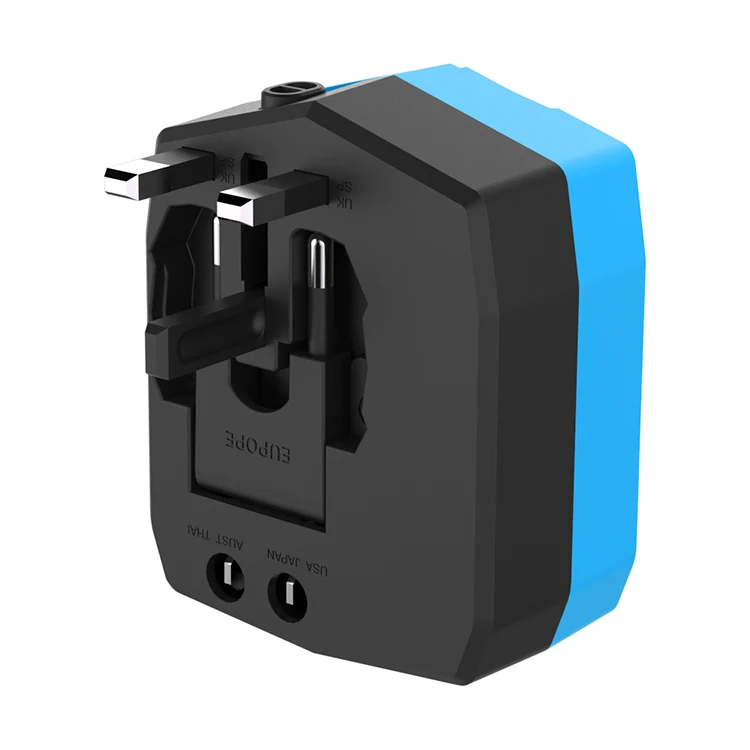 World travel adapter with power bank 3000mah with dual USB outport