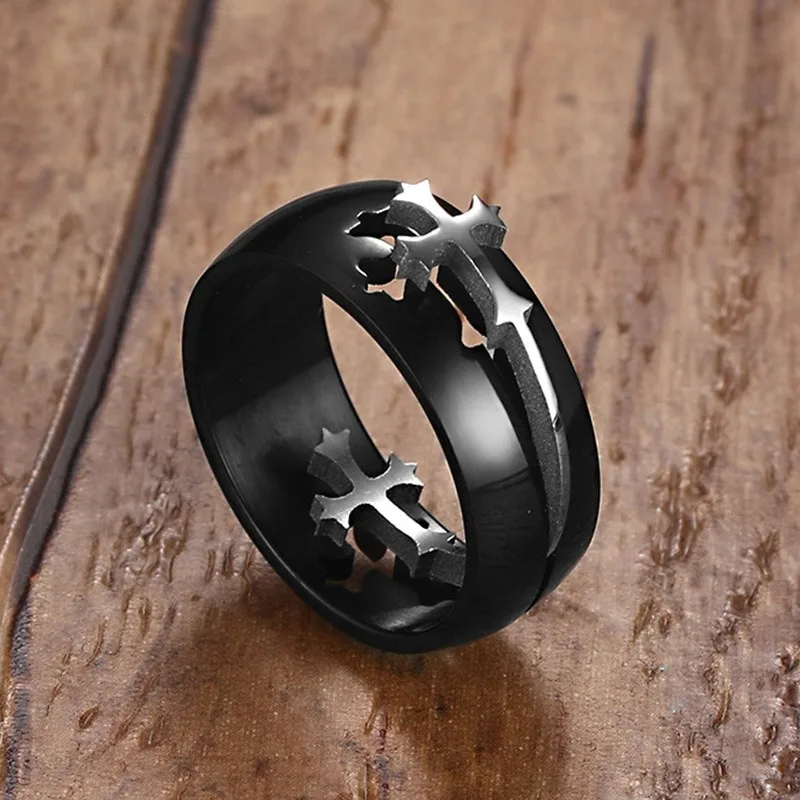 
2019 hot selling stainless steel cross could adjustable rings for men 