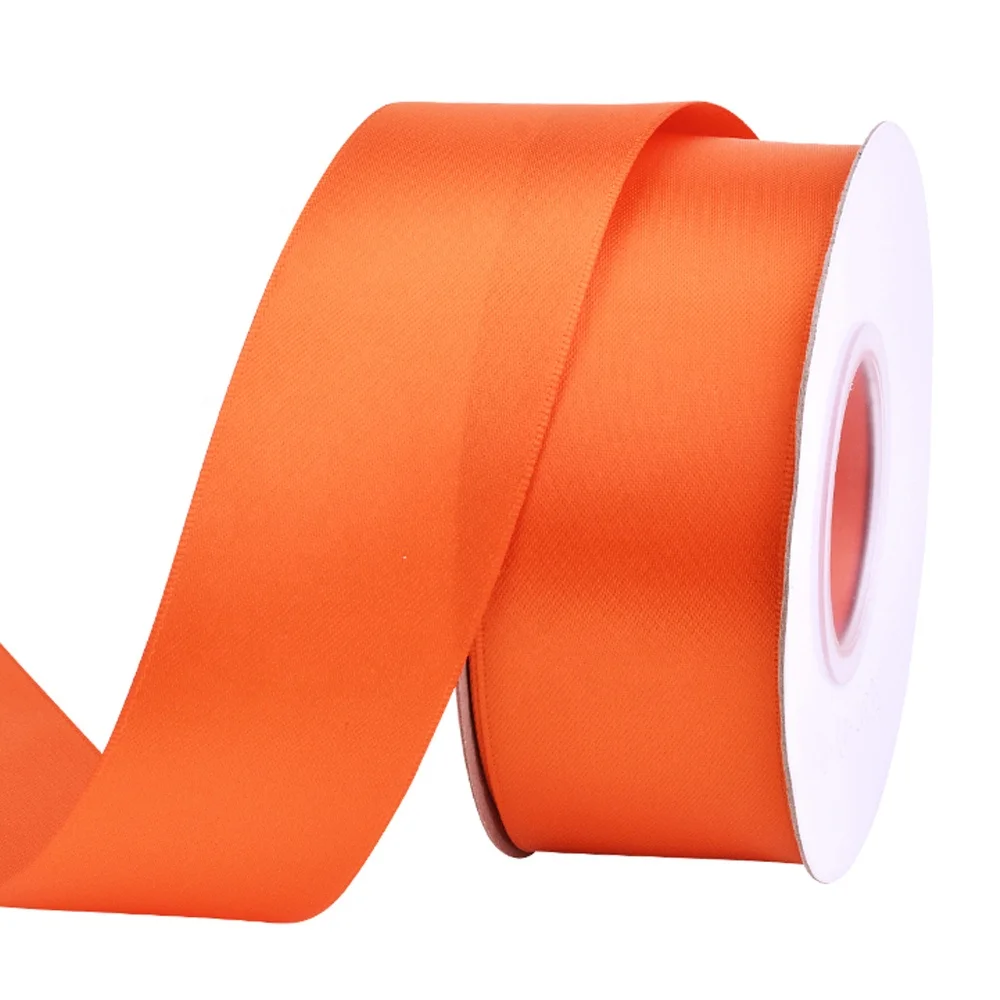 Yama factory customized available polyester solid color 100 yards/roll stocked double faced 38 MM satin ribbon
