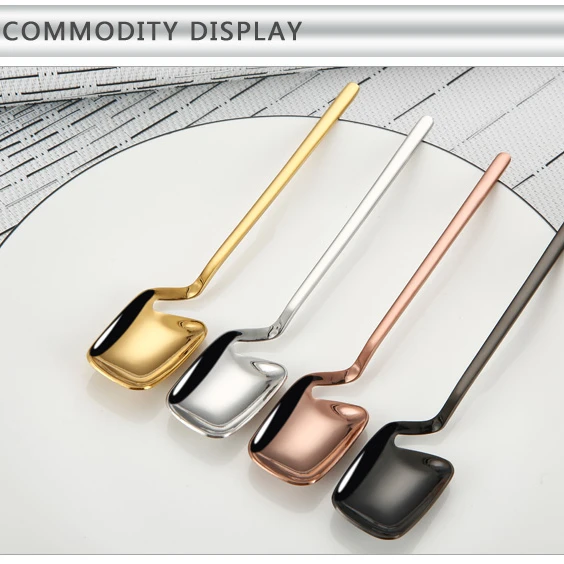 Creative Camping Portable Cartoon Dessert Spoon Metal Ice Cream Honey Stirring Hanging Cup Spoon