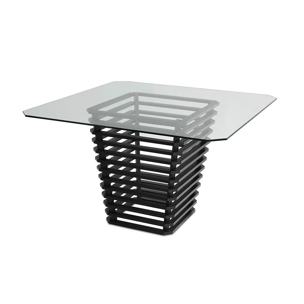 Spectrum SQ Modern Design set 4 chairs/seaters with glass top square Solid Bamboo Dining Table