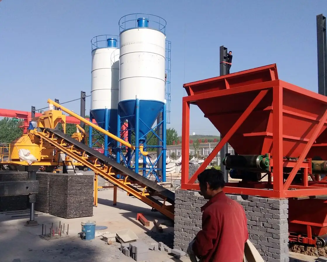 Good cost performance jianxin new types mechanical Concrete Batching  Plant with spindle planetary mixer  used for block make