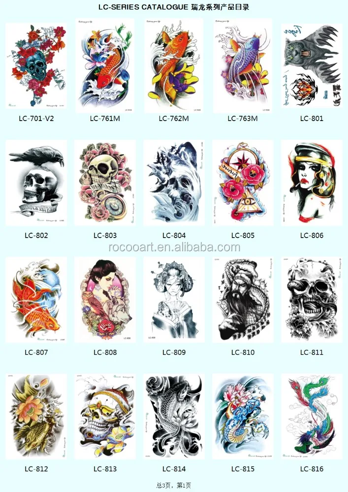 LC-815/Long lasting tattoo stock designs fake waterproof temporary body tattoos sticker large dragon tattoo blue