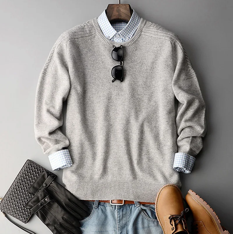 
100 royal cashmere knitted o neck cable knit pullover for gentleman winter 