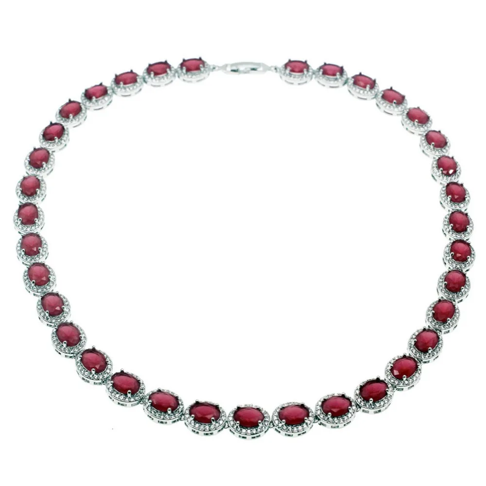 
Hermosa Wholesale 925 Silver Plated Jewelry Necklace Sapphire Ruby Emerald White Topaz Necklace Gifts 