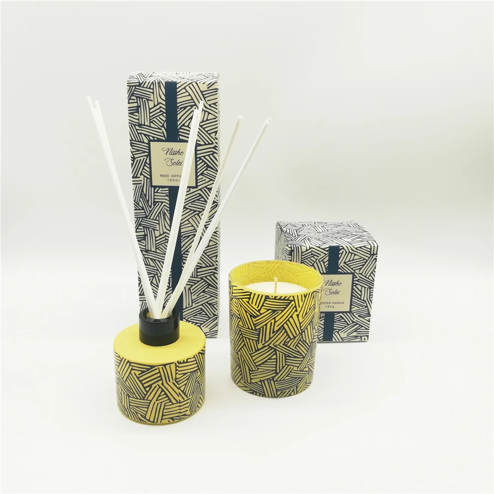 
Aroma custom luxury glass bottle aroma reed diffuser with rattan sticks 