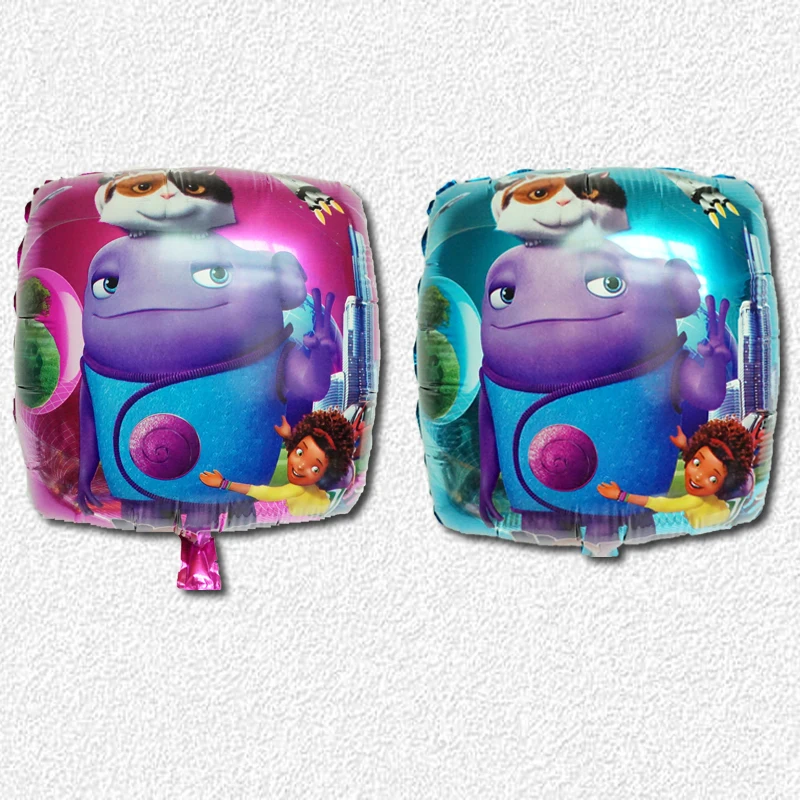 5pcs lot 18 inch cartoon movie Boov Home Foil balloons square aliens Helium balloon kid s