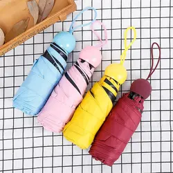 High quality palm size waterproof windproof sun anti uv 5 folding super mini capsule umbrella