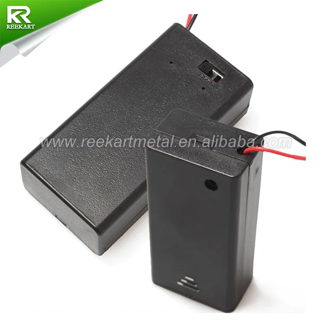 Plastic 9V Battery Holder With Switch Cover 15cm Wire 6F22 Battery Slot 9 Volt Battery Box