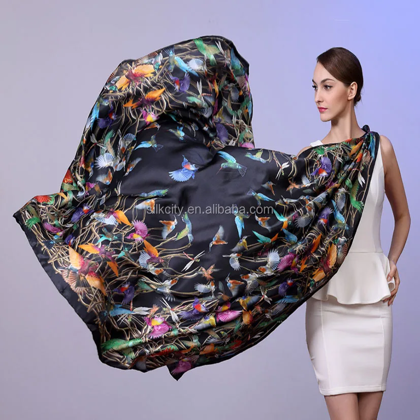 Factory No MOQ Custom Scarf 100% Silk Digital Print Scarf