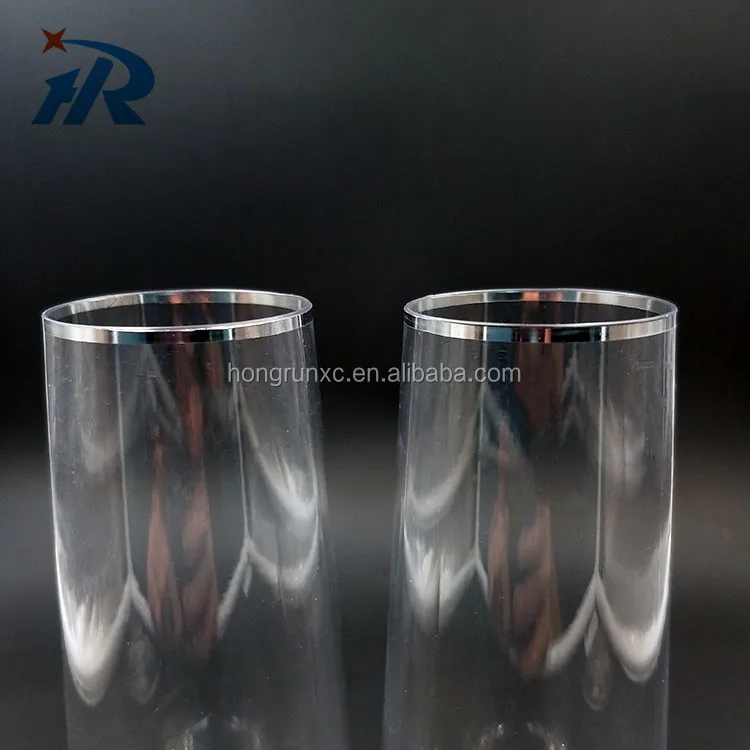 
Silver rim 9oz disposable recycled plastic champagne flutes 