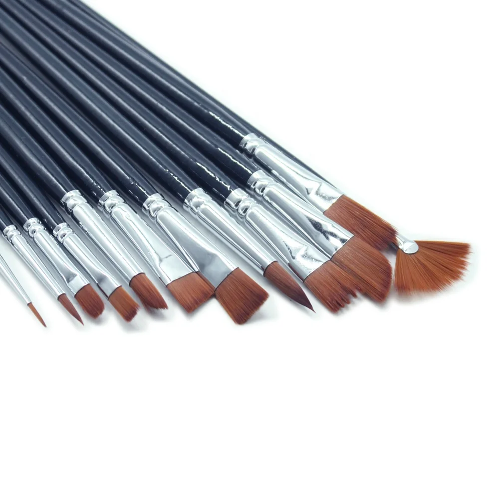 Artist Paint Brush Set - 12 Different Sizes Paint Brushes for Acrylic Watercolor Oil Gouache Paint - Perfect Gift for Artists