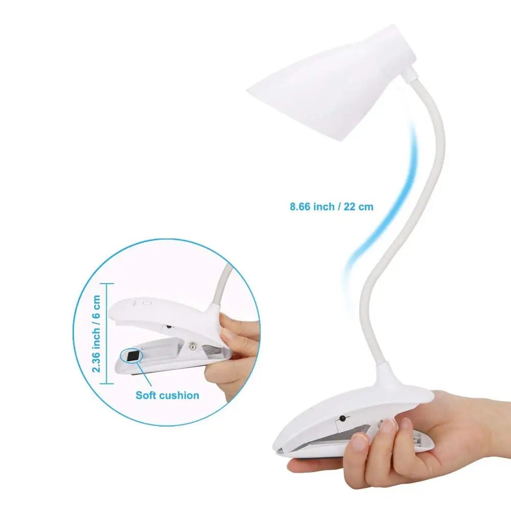 
Modern Cordless Gooseneck LED Desk Reading Lamp 3-Level Dimmable Cute Table Light Eye Protection Lighting 
