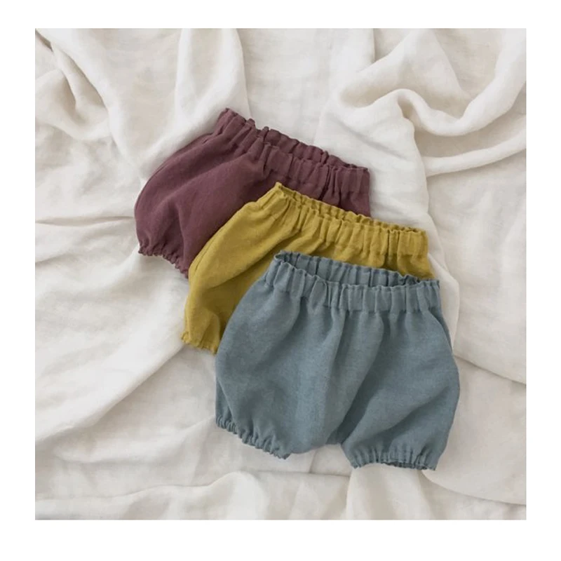 
CONICE NINI Toddler Clothing Soft Linen Cotton Solid Color Infant Shorts Baby Kids Bloomer 