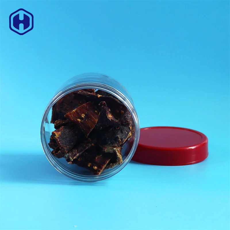 760ml round biscuit red top lid canning food grade PET plastic jar for biscuits packaging containers