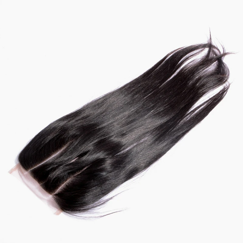 
Оптовая продажа, низкая цена, прямые человеческие волосы естественного цвета 4x4 с кружевной застежкой 