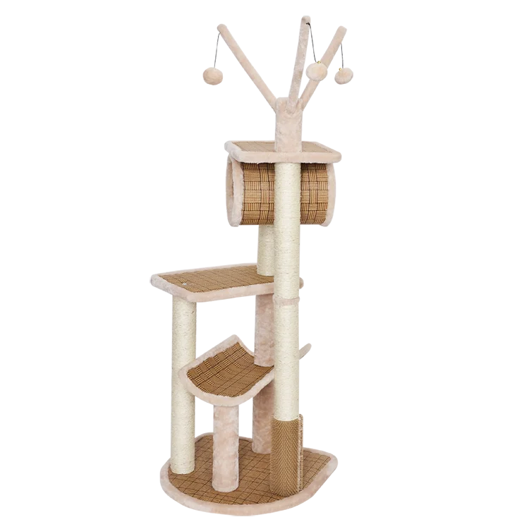 
Trends 2021 amazon new brown 80 rattan cat scratcher tree condo 