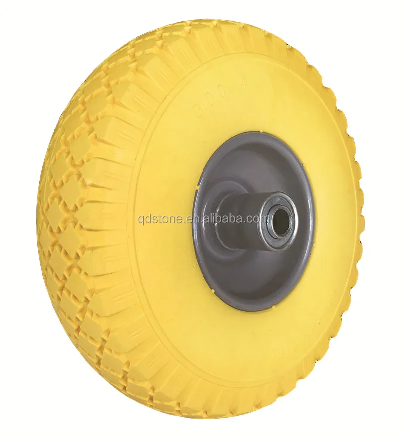 10 дюймов 3.00-4 пены pu плоской свободной колесо тачки с стальная оправа