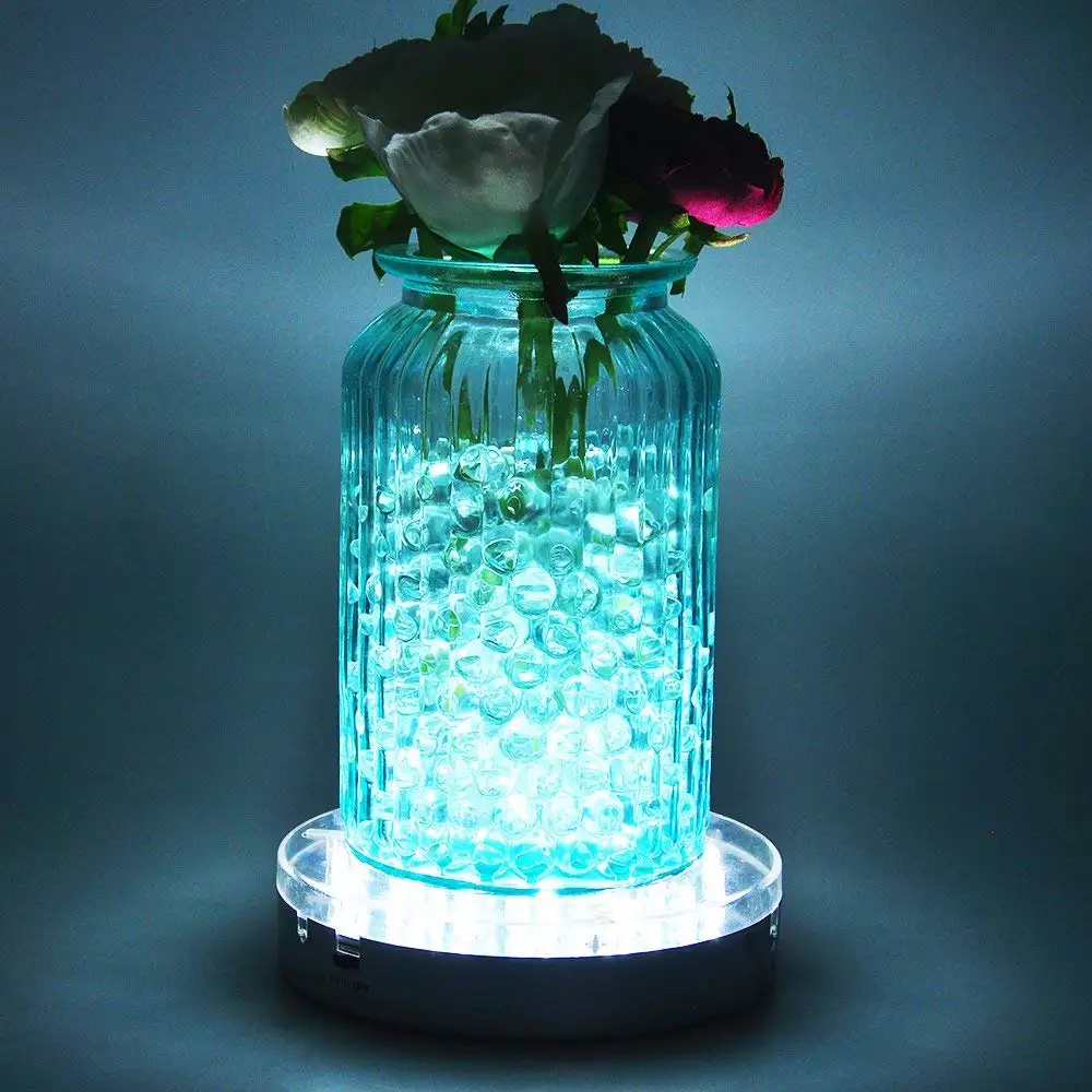 DIY Wedding Centerpiece Table Decorations  3AA Battery Operated 15CM  Diameter  Round White LED Under Vase Base Light