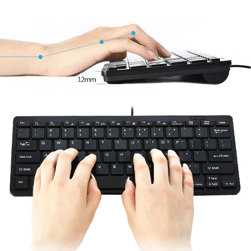 Wired chocolate 87 keys Slim Mini Keyboard