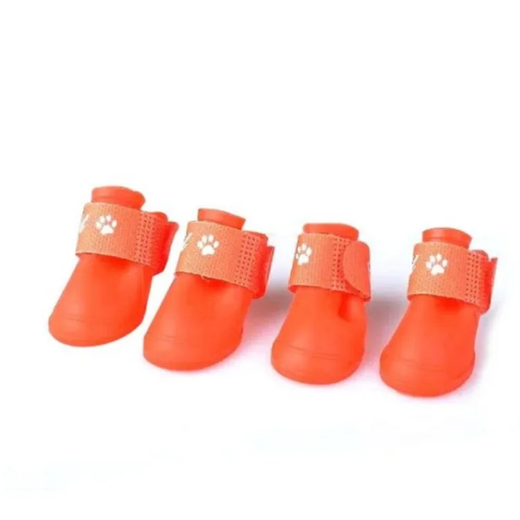 4pcs/lot Portable Anti Slip Puppy Rubber Boots Waterproof Rain Pet Shoes for Dog