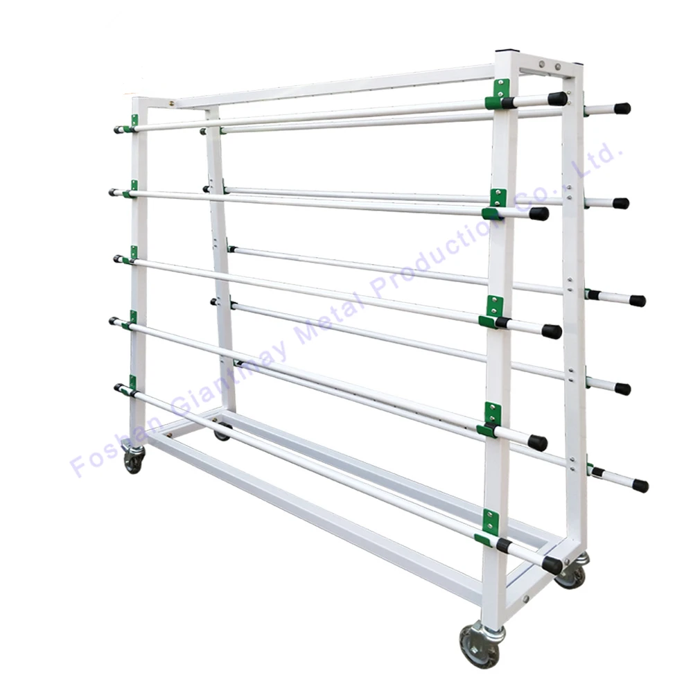 High Quality double sided hanging textile pipe fabric roll floor stand rug display rack